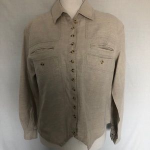 Boston Proper Button Down Long Sleeve Khaki sz 8